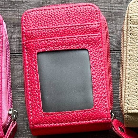 Accordion Style Card ID Wallet Dark Pink - Picture 1 of 3